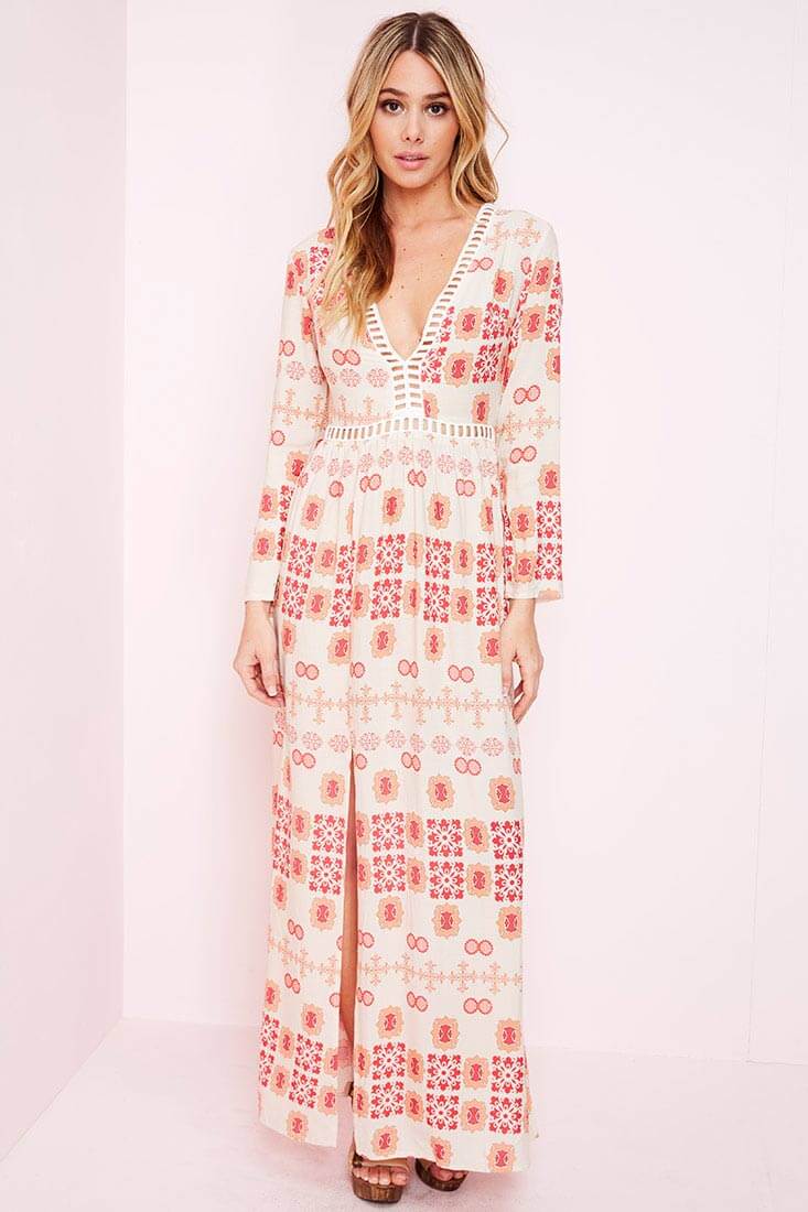 Avery Casual Maxi Dress Red Print - Image 3