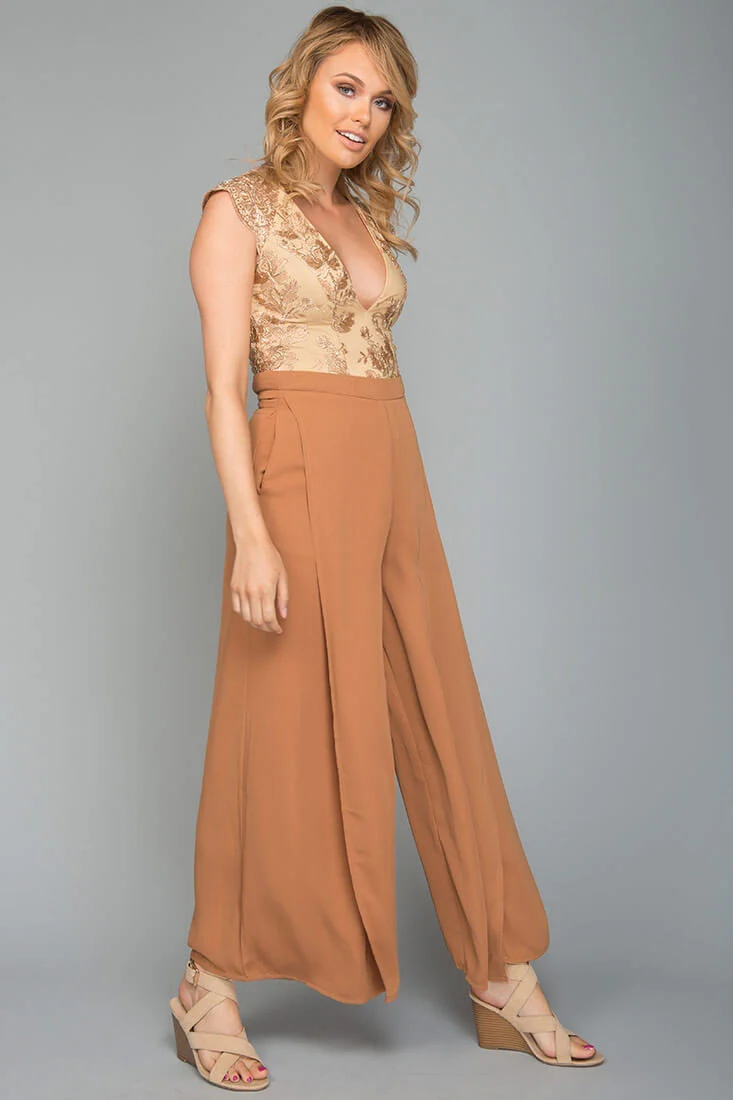 Ayelle Wide Leg Dress Pant Camel - Image 4