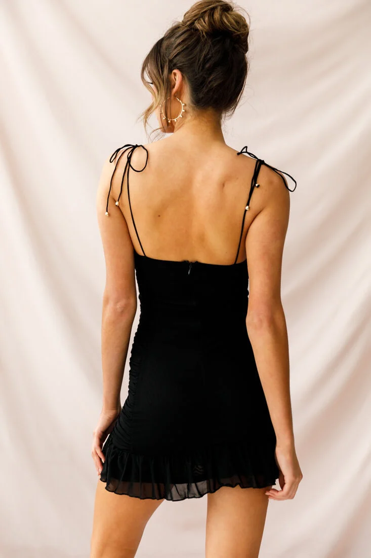 Bambi Ruched Mini Dress Black - Image 13