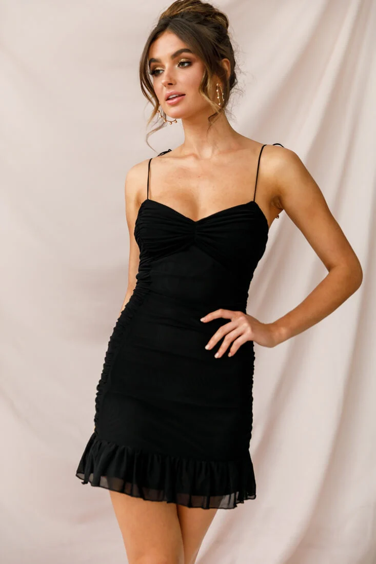 Bambi Ruched Mini Dress Black - Image 15