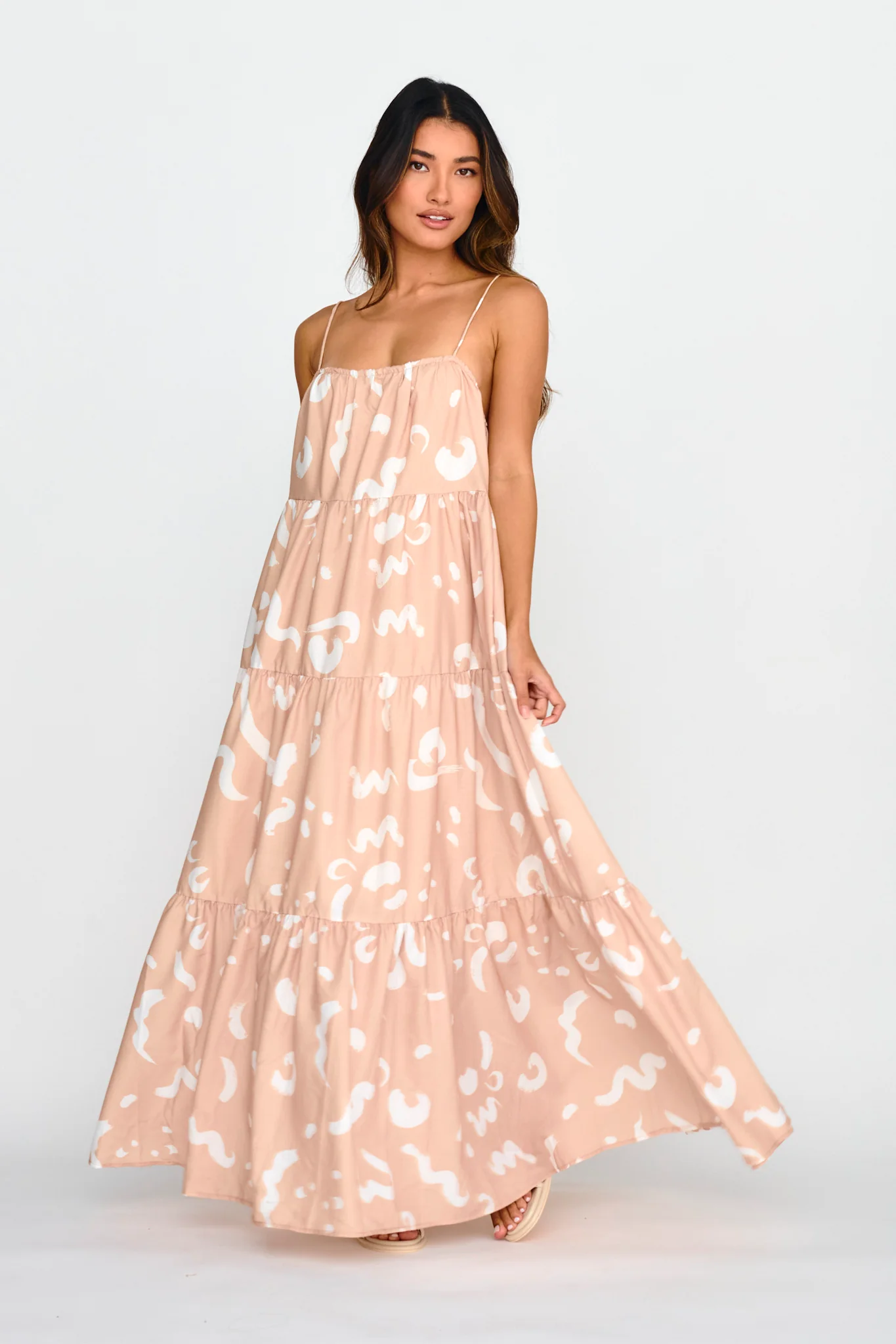 Bora Bora Tied Back Maxi Dress Print Beige - Image 5