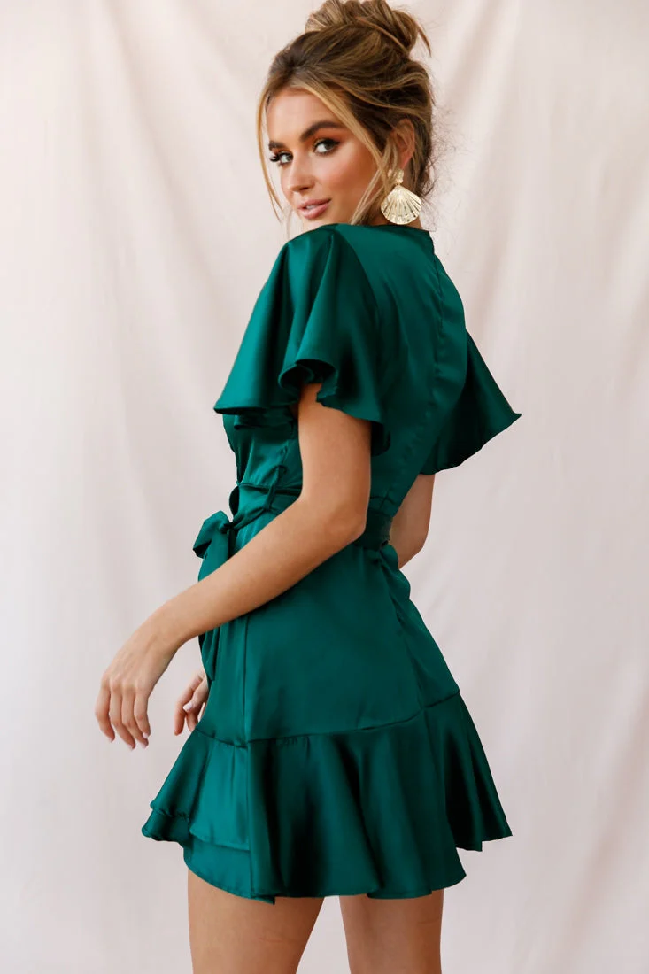 Cami Angel Sleeve Faux Wrap Dress Jade - Image 3