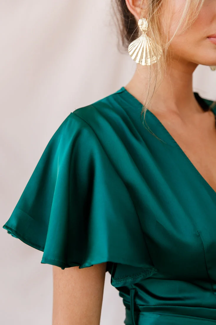 Cami Angel Sleeve Faux Wrap Dress Jade - Image 4