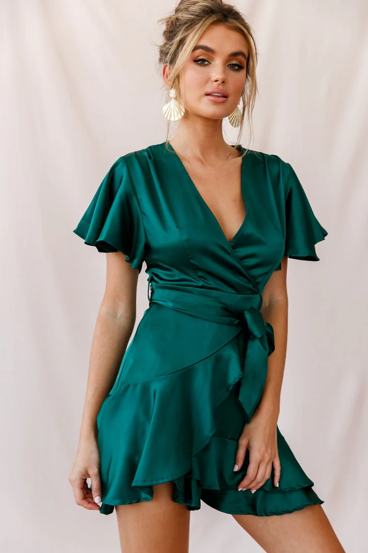 Cami Angel Sleeve Faux Wrap Dress Jade - Image 5