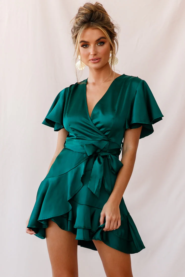 Cami Angel Sleeve Faux Wrap Dress Jade - Image 6