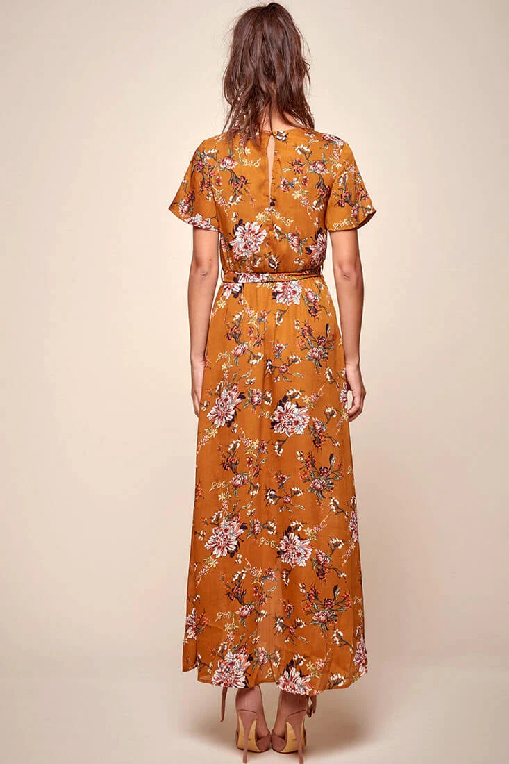 Cheri Floral Wrap Maxi Dress Mustard - Image 6