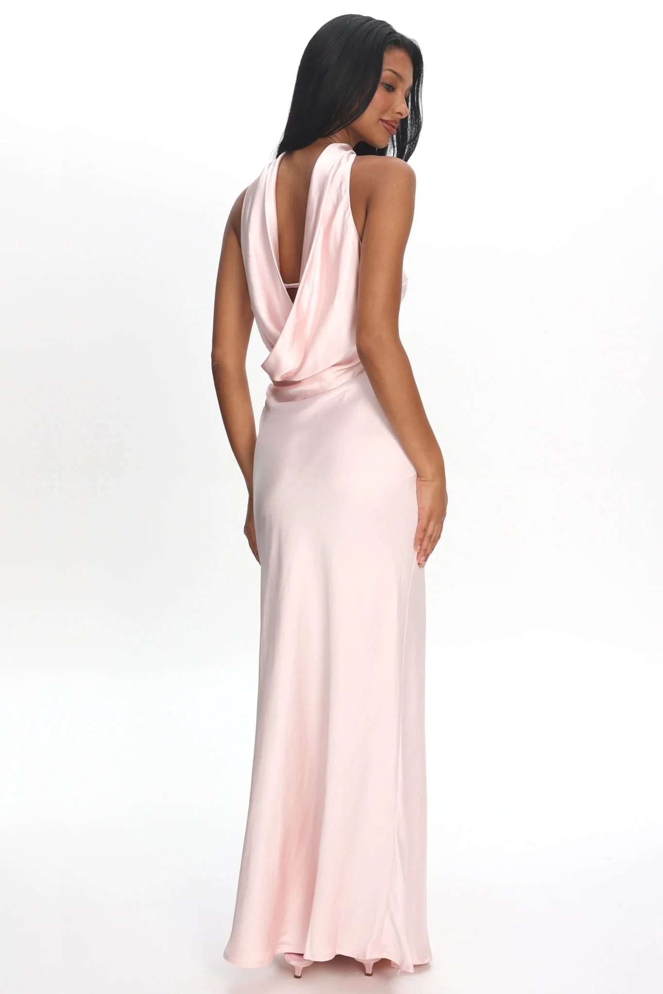 Damsel Reverse Halter Maxi Dress Blush - Image 4