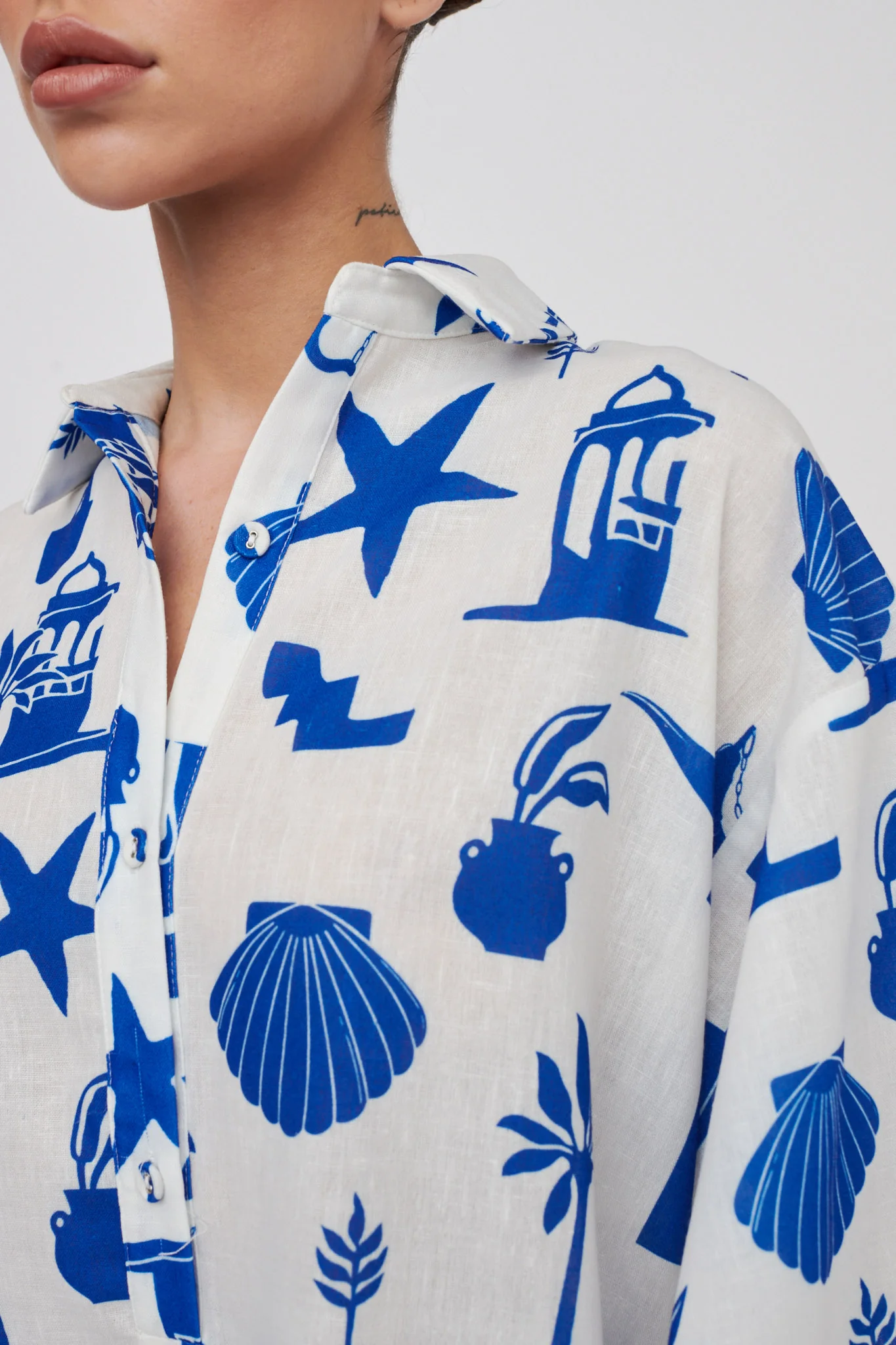 Day Trip Waist Tie Collared Dress Blue - Image 3