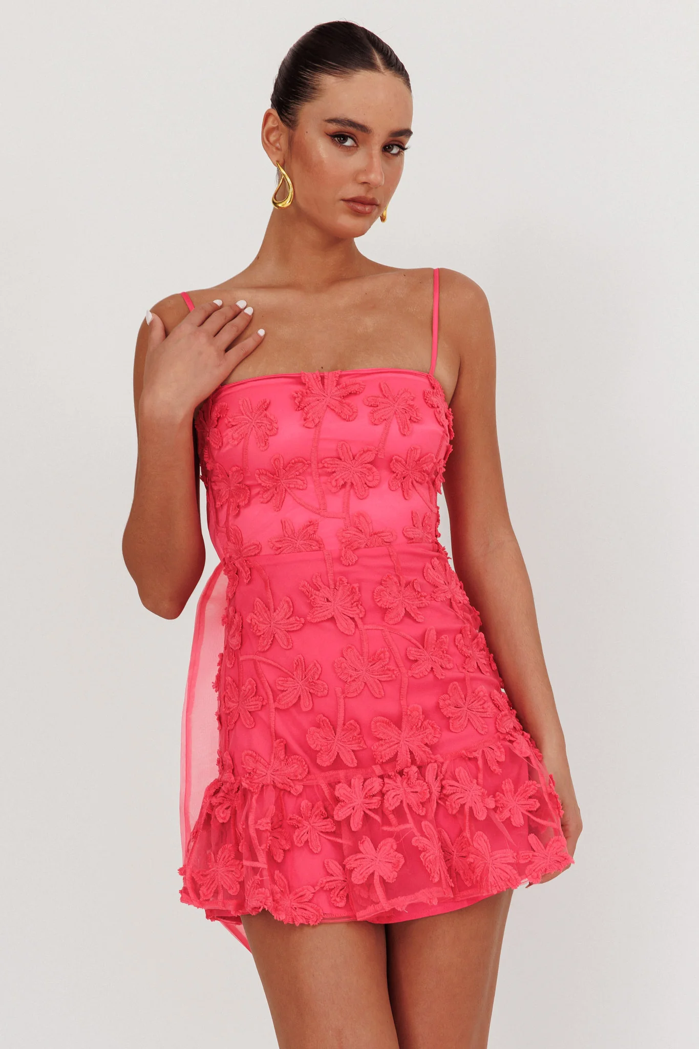 Dori Embellished Mini Dress Palm Tree Pink - Image 5