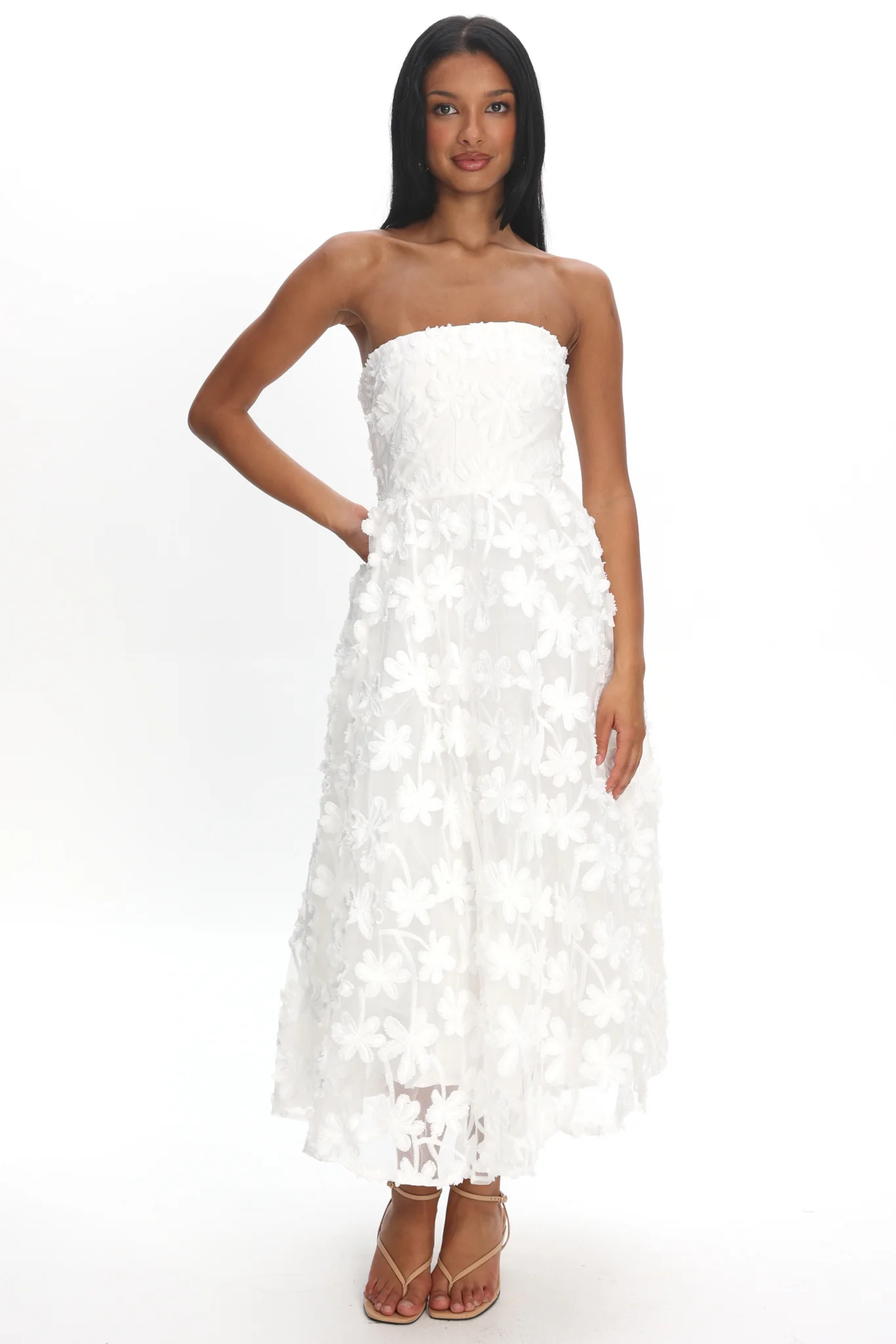 Dori Floral Embellished Midi Dress White - Image 5