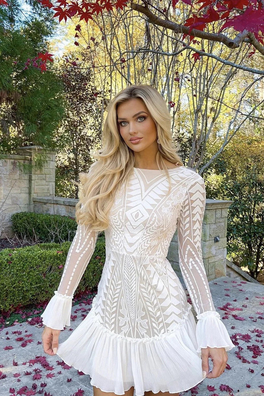 Dreamy Long Sleeve Mini Dress White - Image 8