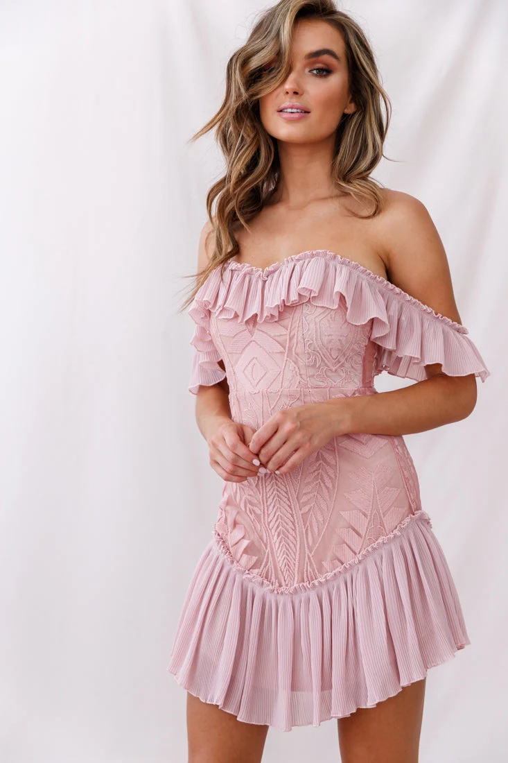 Dreamy Off-Shoulder Mini Dress Blush - Image 6