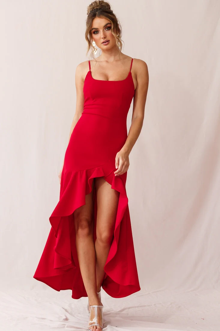 Emoji Asymmetrical Hemline Dress Red - Image 7