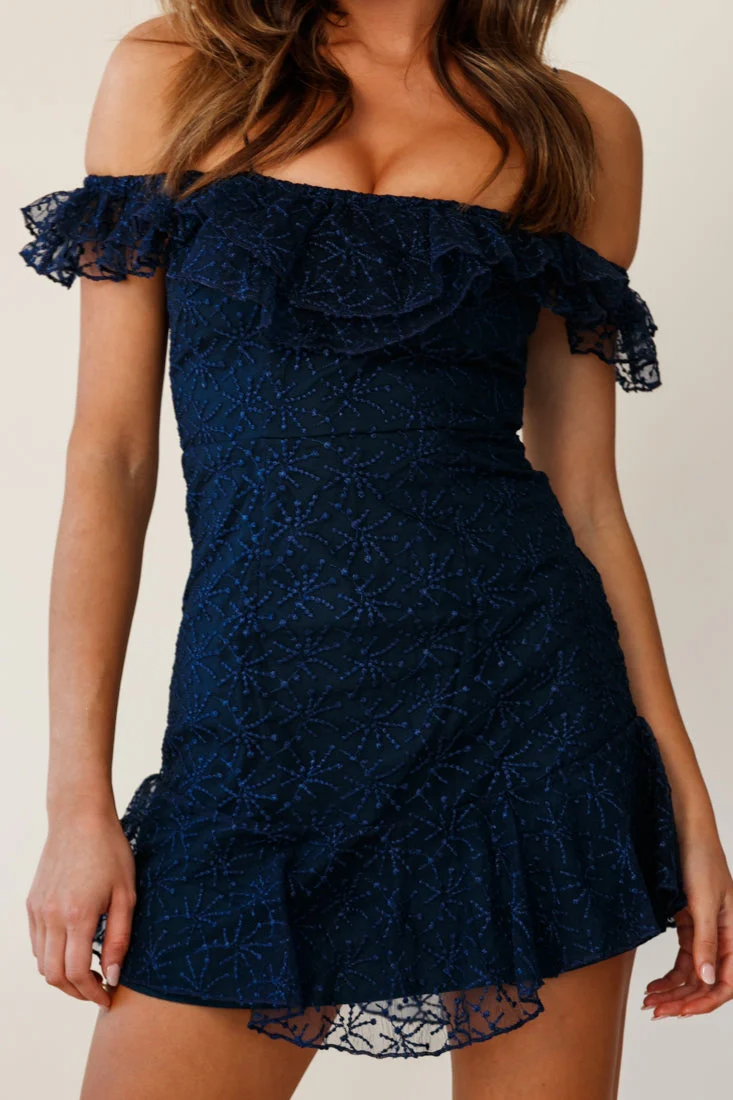Enchanted Fine Mesh Frill Dress Navy - Image 4