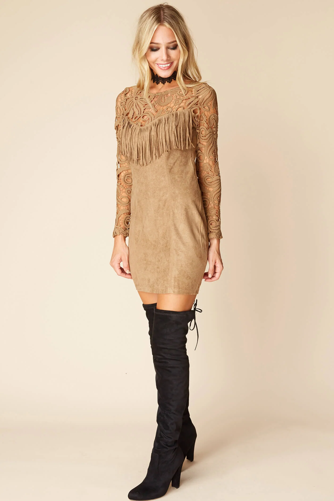 Francie Fringe Dress Brown - Image 3