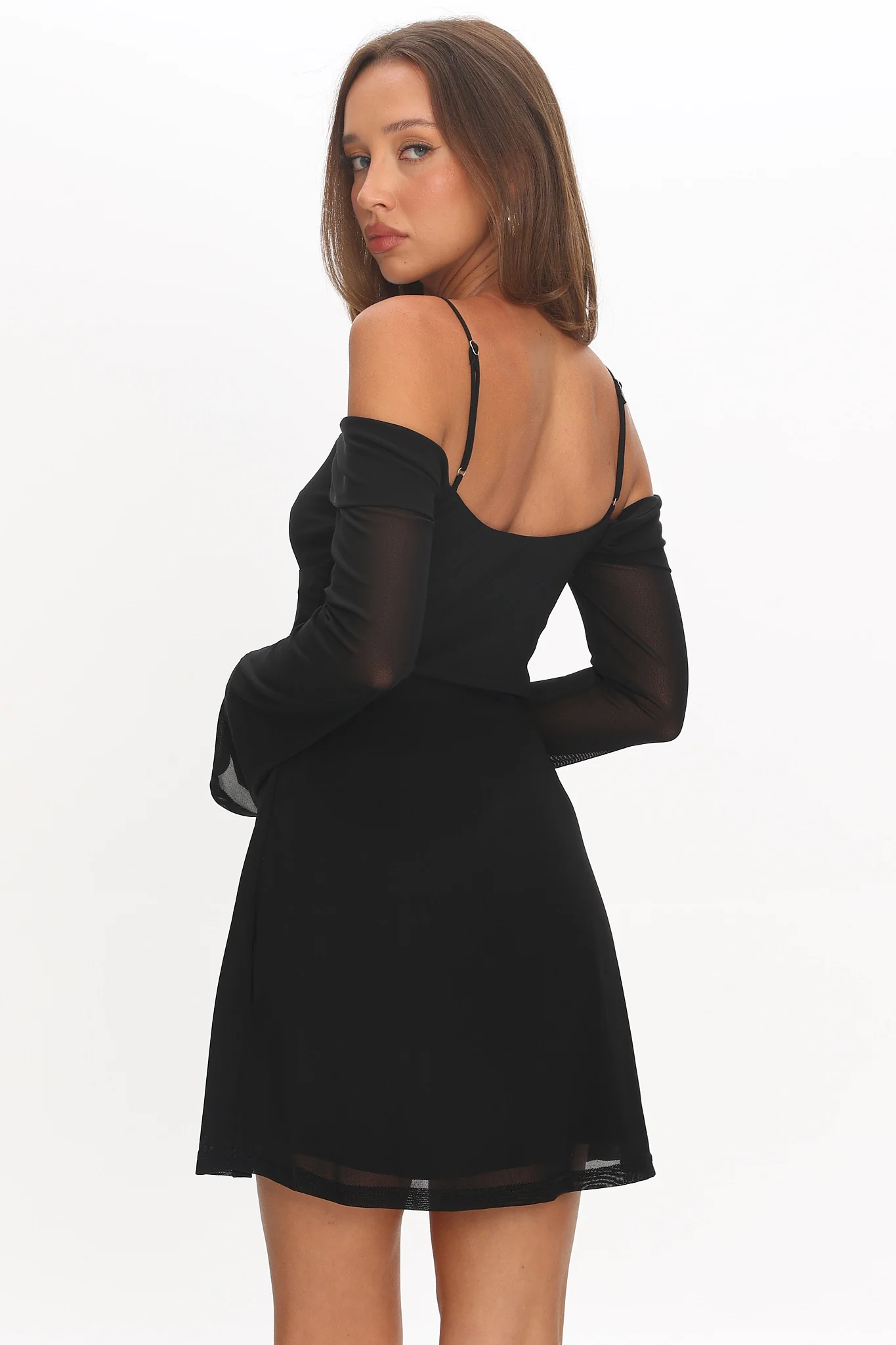 French Girl Long Sleeve Mini Dress Black - Image 4