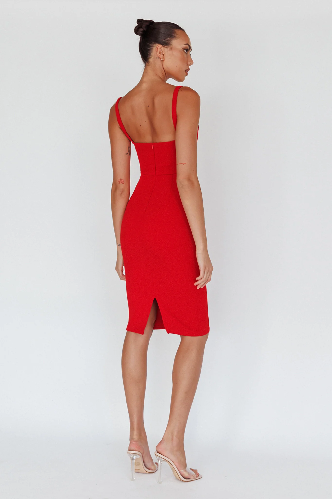 Georgia Square Neckline Midi Dress Red - Image 15