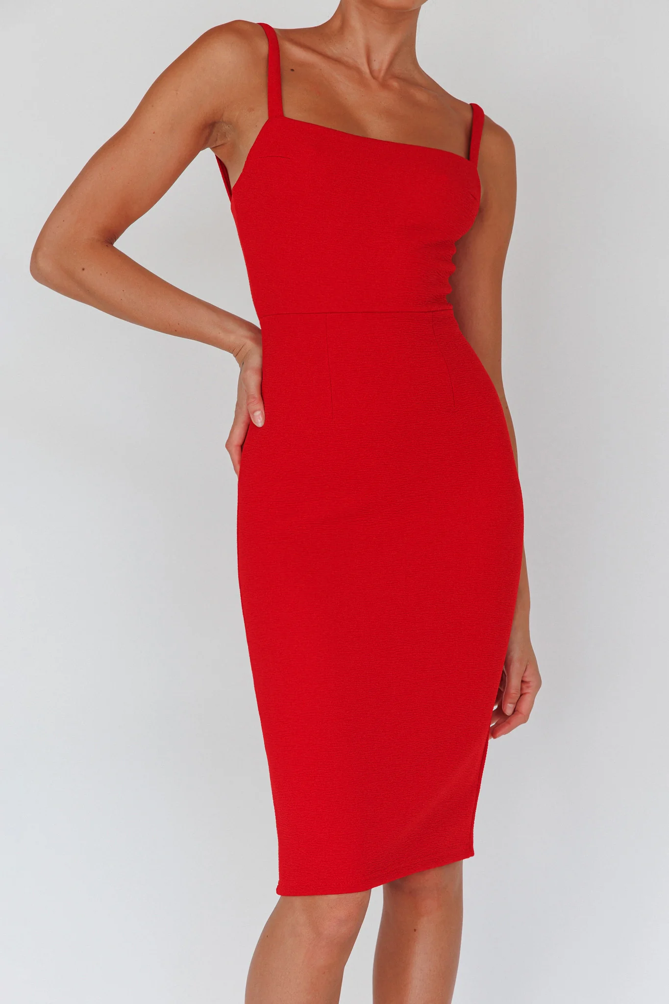 Georgia Square Neckline Midi Dress Red - Image 16
