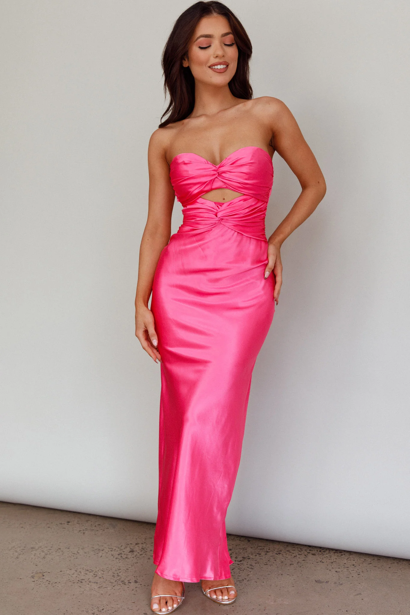 Good Impression Double Twist Midi Dress Hot Pink - Image 6