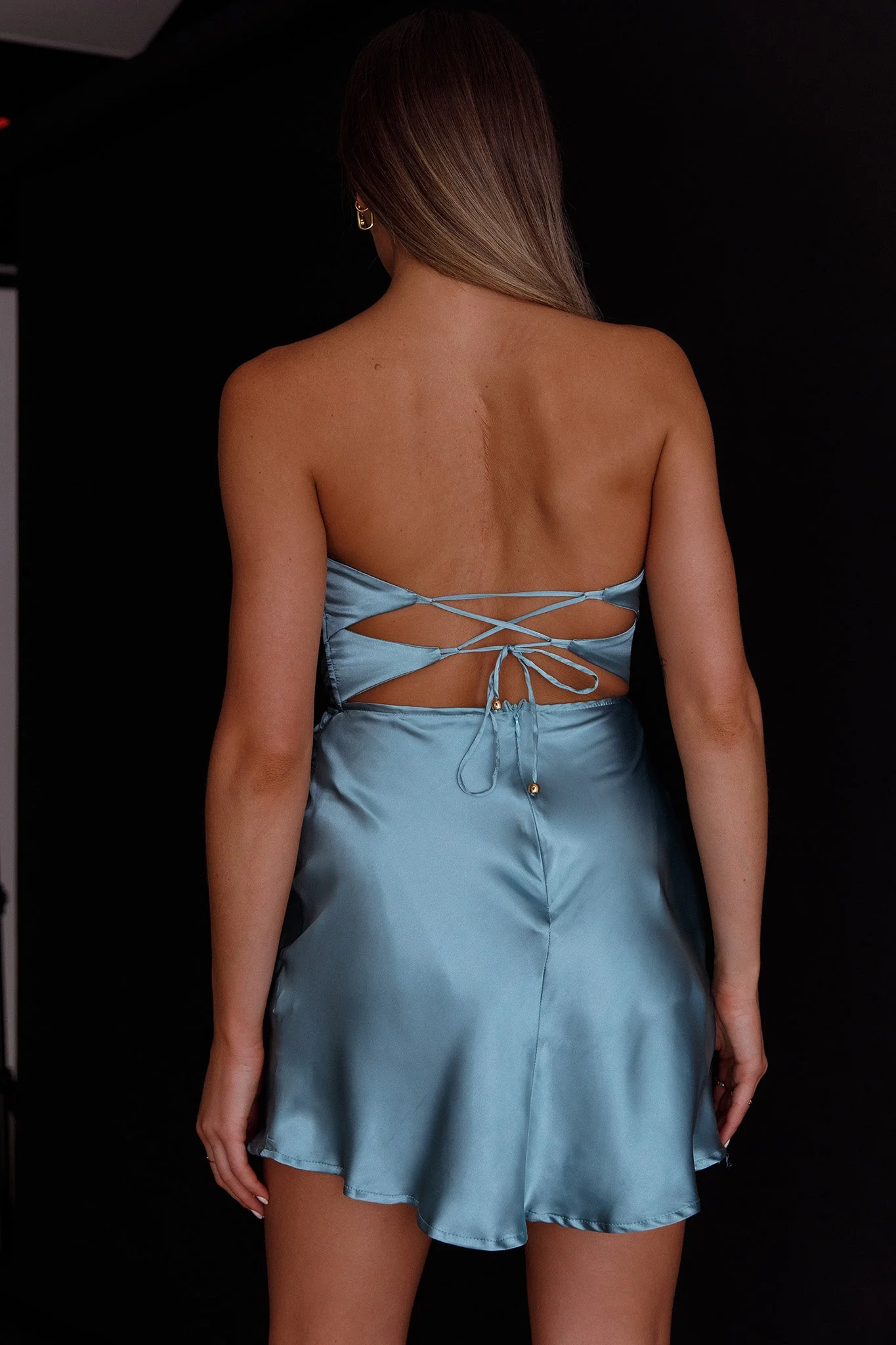 Good Impression Double Twist Mini Dress Blue - Image 8