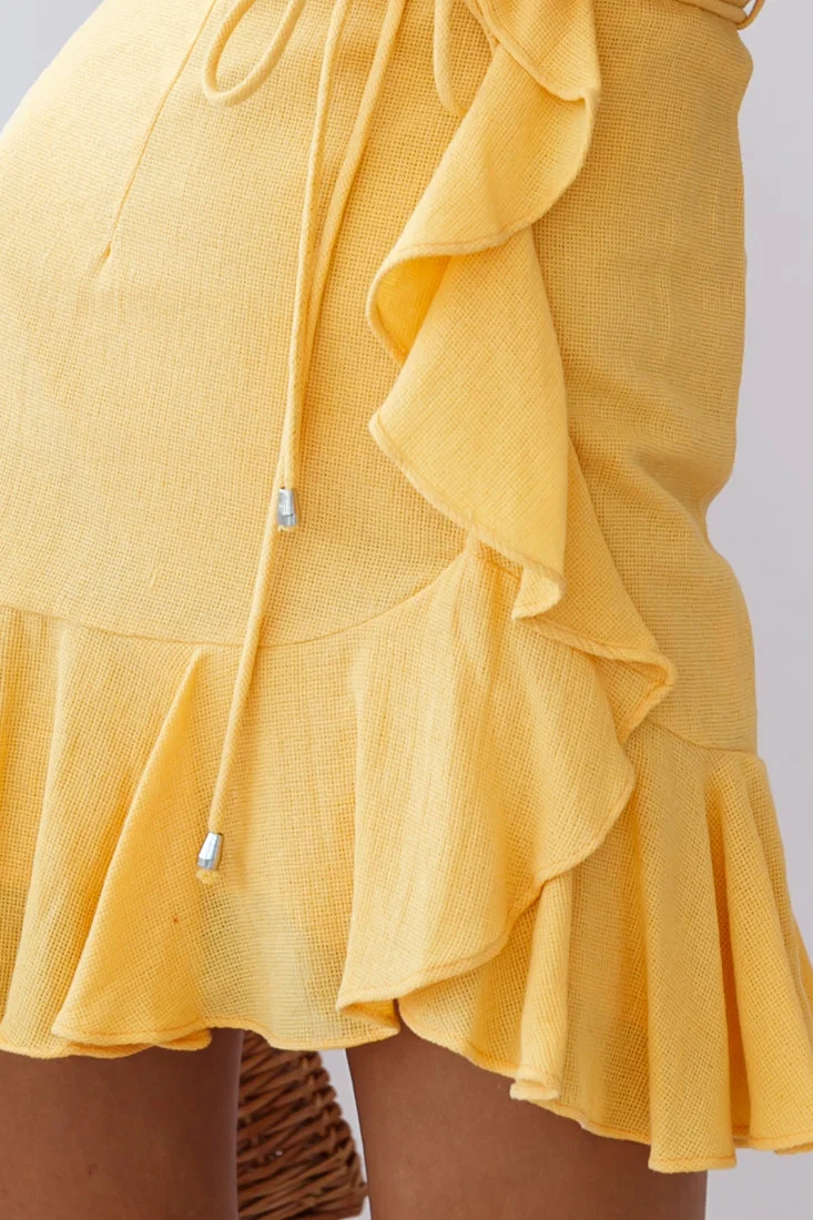 Hart Flowy Chiffon Mini Dress Yellow - Image 4