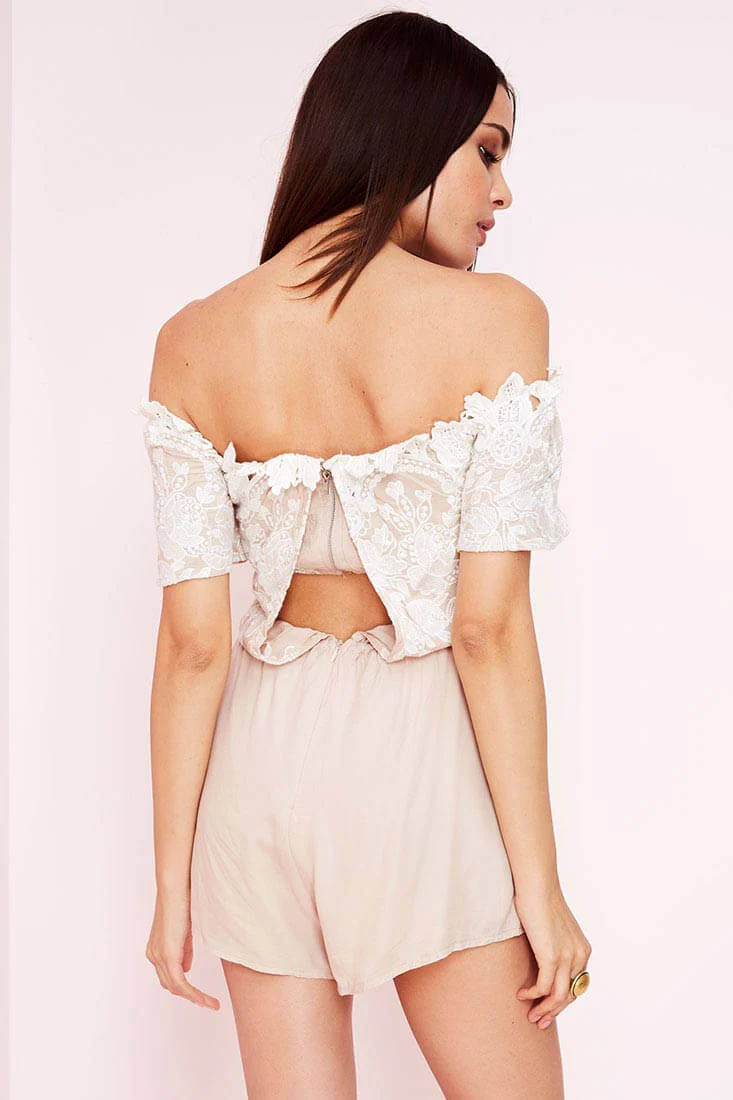 Inaya Dressy Romper Beige - Image 3