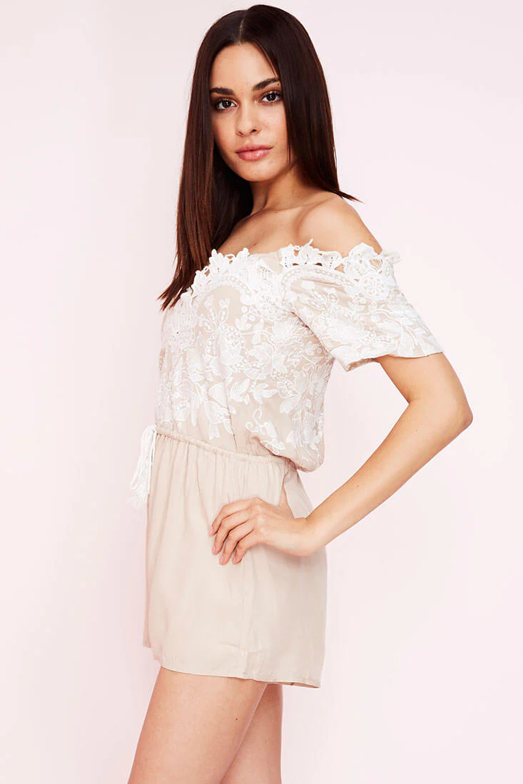 Inaya Dressy Romper Beige - Image 4