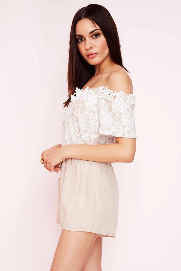 Inaya Dressy Romper Beige - Image 6