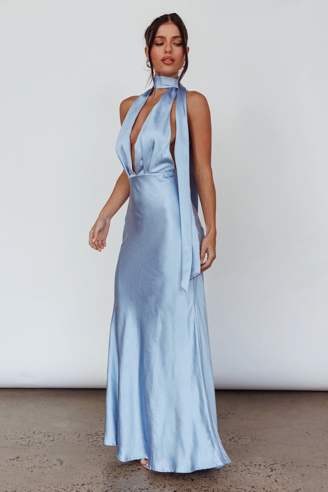 Italia Azure Halterneck Maxi Dress Blue - Image 6