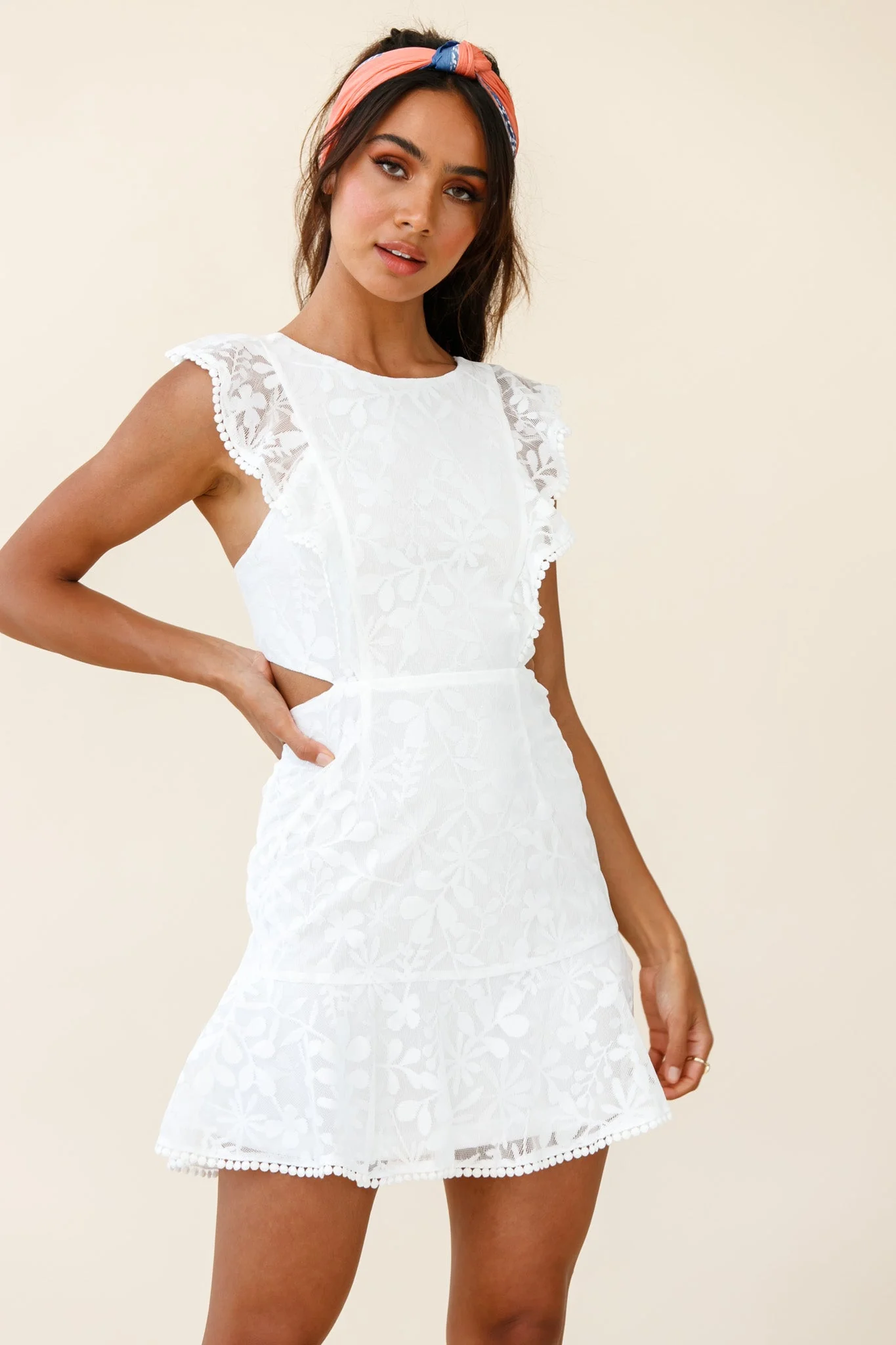Jackie Pinafore Floral Mesh Dress White - Image 4