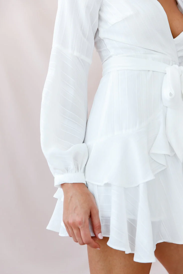 Kerry Layered Balloon Sleeve Dress White - Image 5