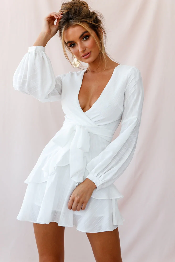 Kerry Layered Balloon Sleeve Dress White - Image 6