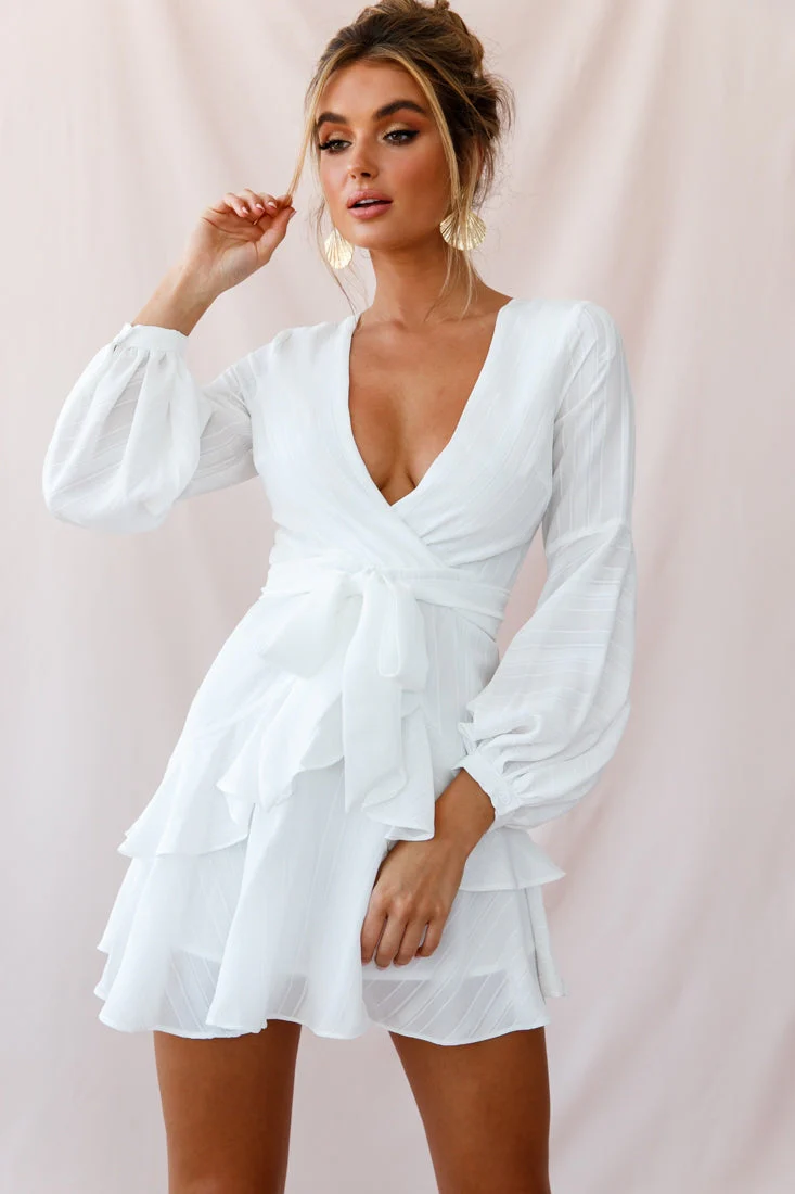 Kerry Layered Balloon Sleeve Dress White - Image 7