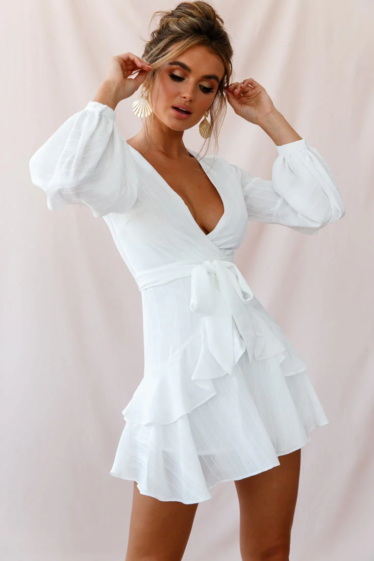 Kerry Layered Balloon Sleeve Dress White - Image 8