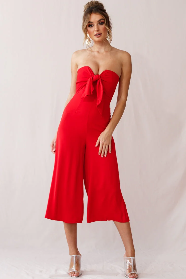 Khloe Summer Bow Tie Jumpsuit Red - Image 6