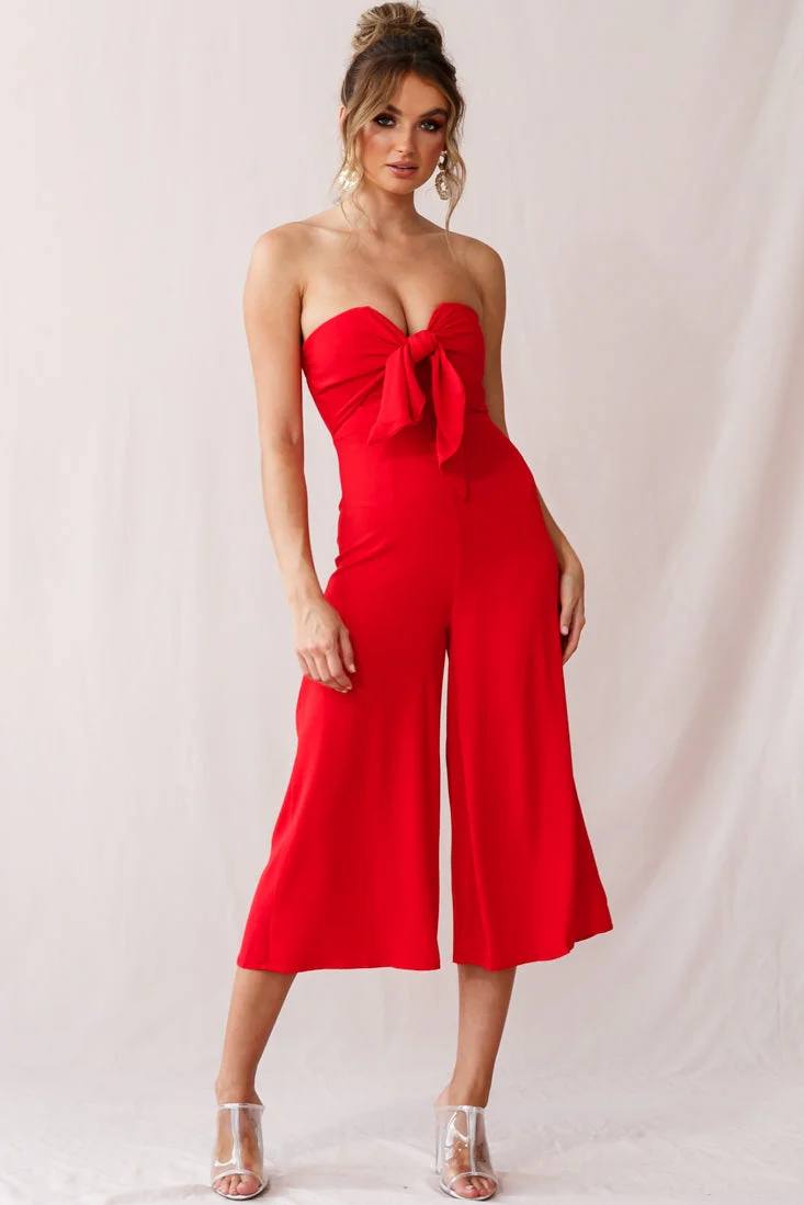 Khloe Summer Bow Tie Jumpsuit Red - Image 7