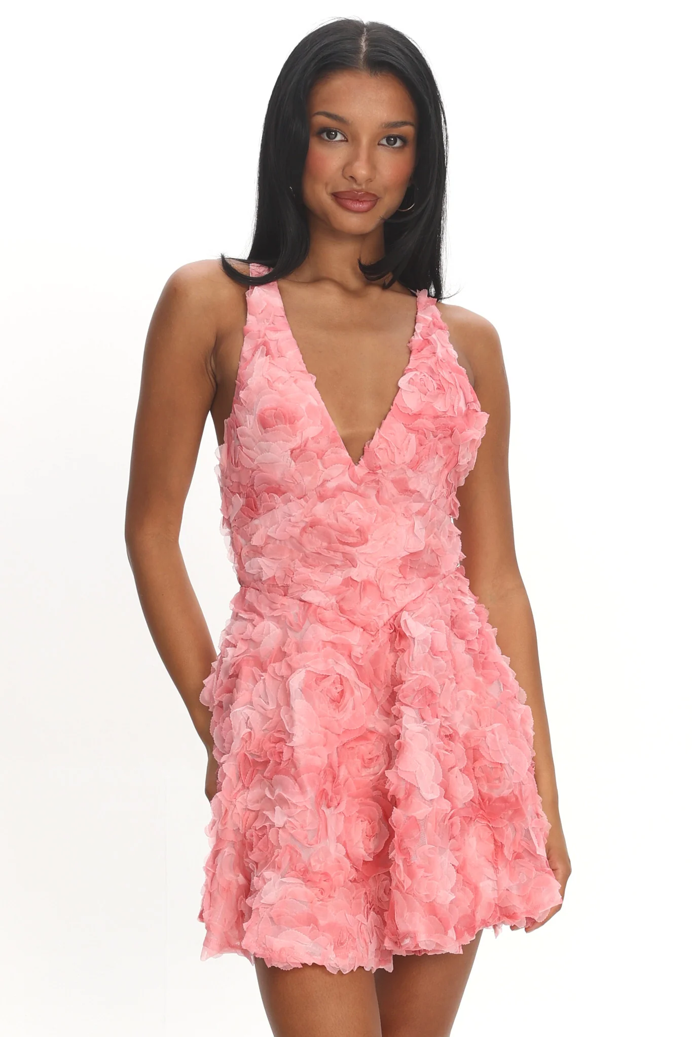 Lavalle Criss-Cross Embellished Mini Dress Pink - Image 5