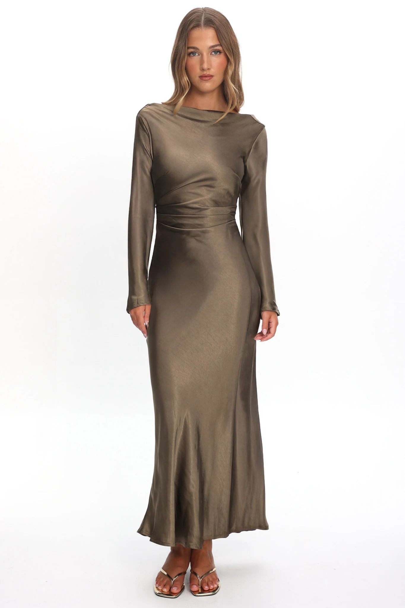 Loveland Cowl Back Midi Dress Olive - Image 5