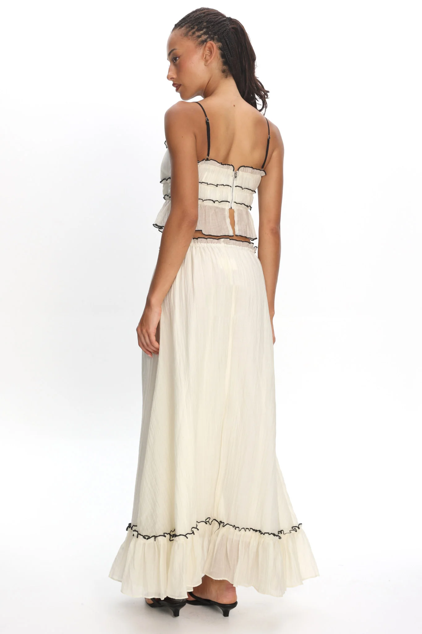 Maidens Tie Detail Overlock Maxi Skirt Cream - Image 3