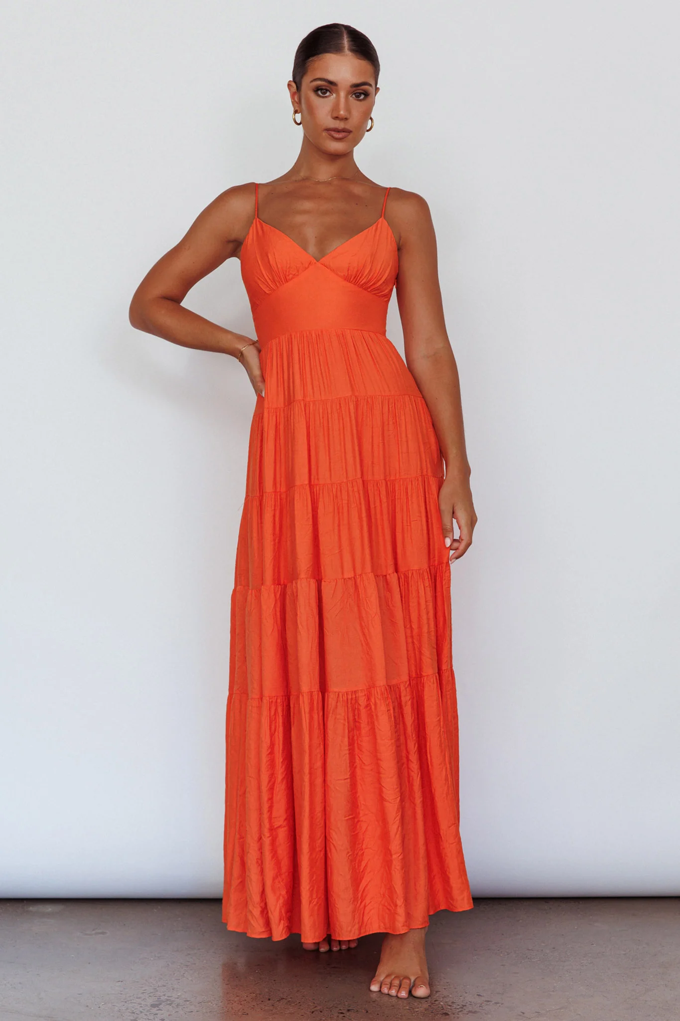 Main Attraction Cami Strap Maxi Dress Tangerine - Image 3