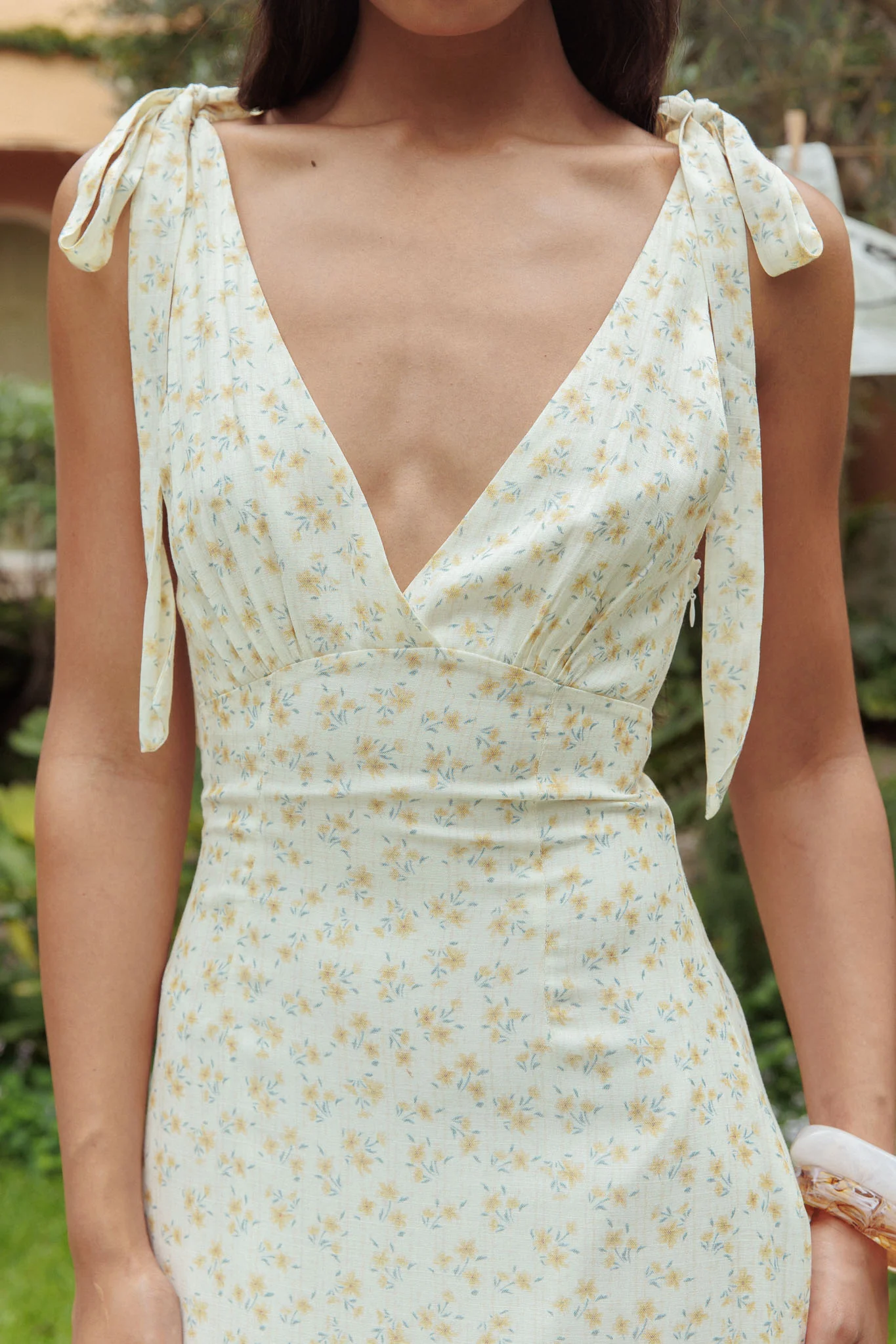 Manhattan Summer Tied Shoulder Maxi Dress Yellow - Image 3
