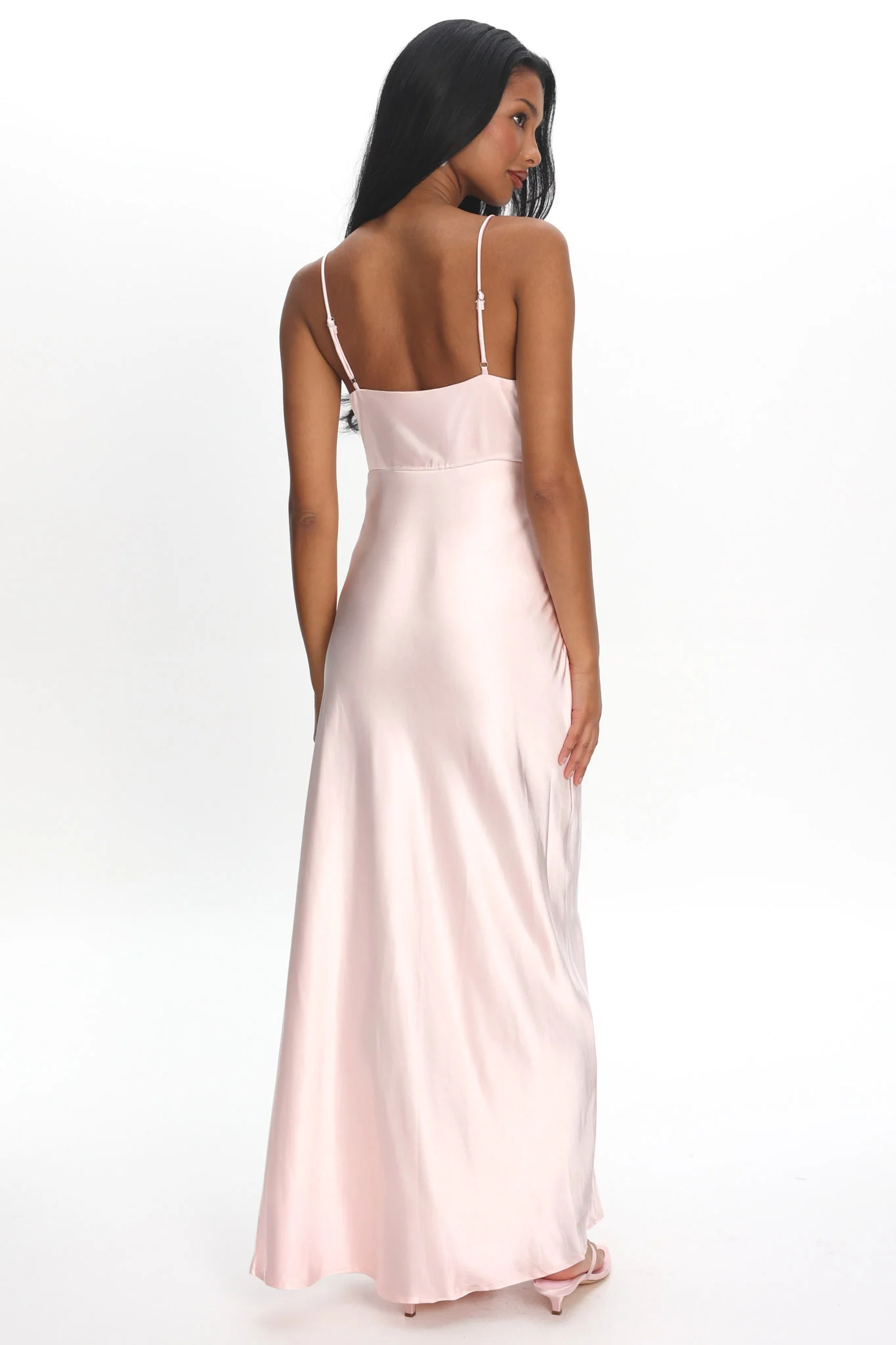 Marlie Side Pleat Maxi Dress Blush - Image 3