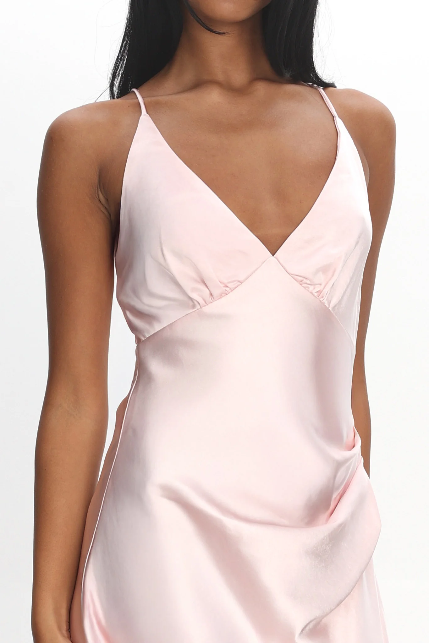 Marlie Side Pleat Maxi Dress Blush - Image 4