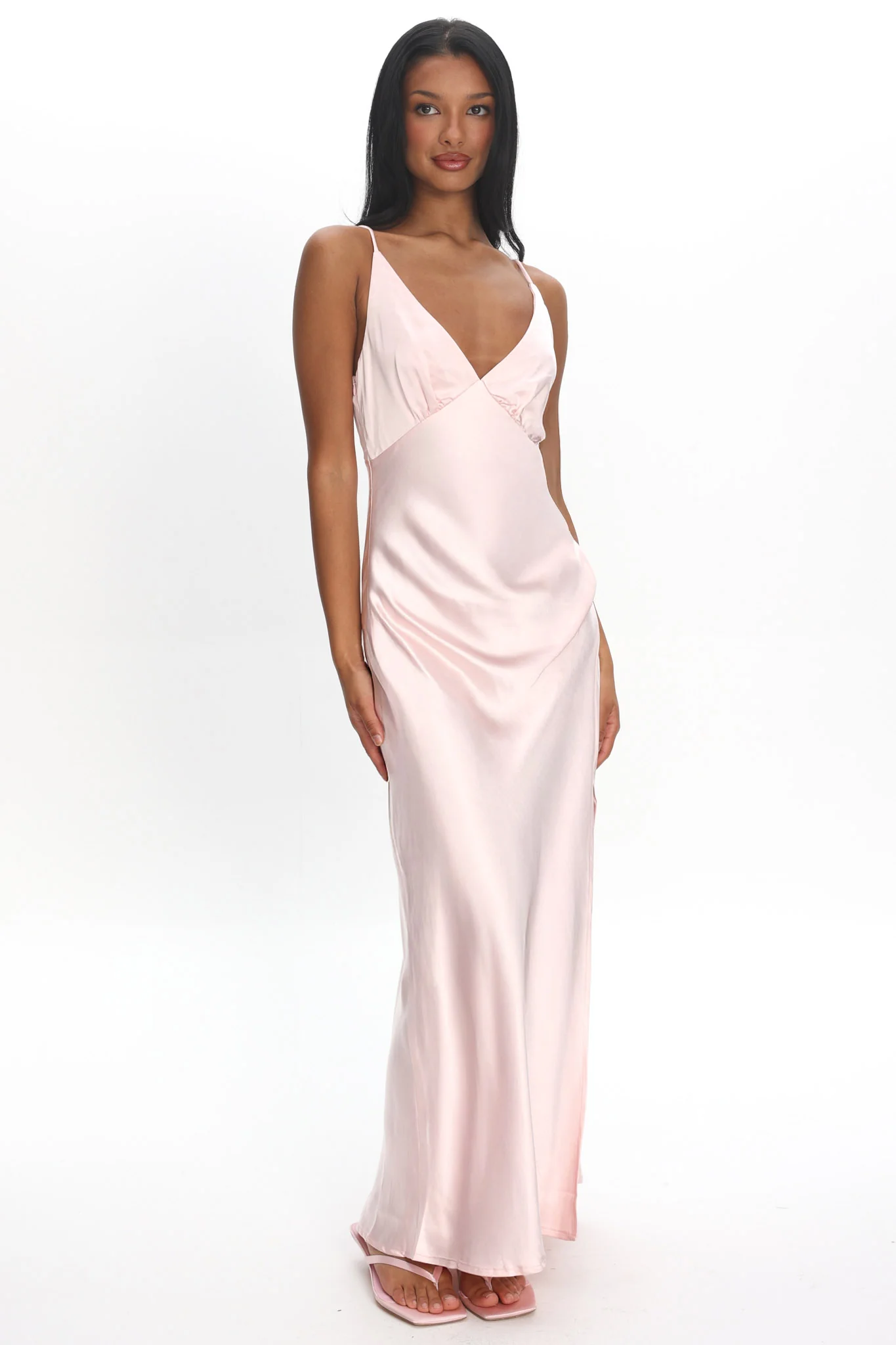 Marlie Side Pleat Maxi Dress Blush - Image 5