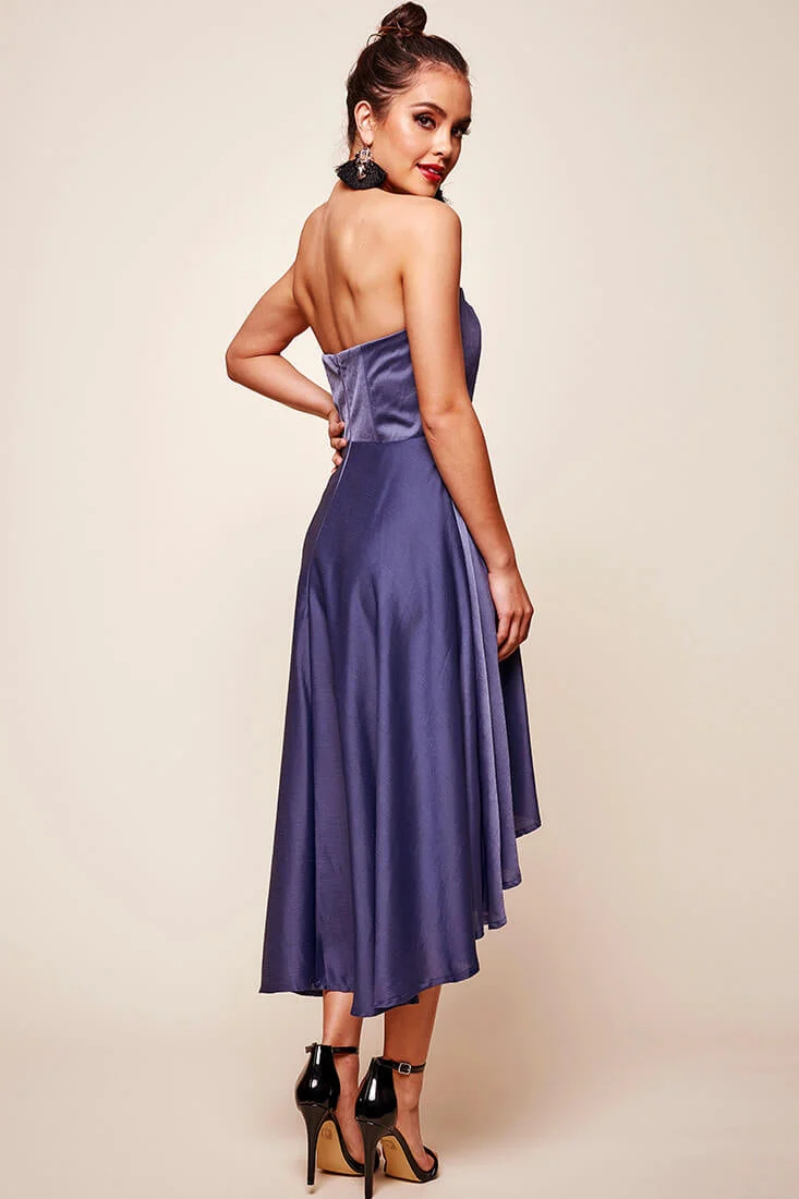 Mia Strapless A-Line Midi Dress Midnight Blue - Image 3