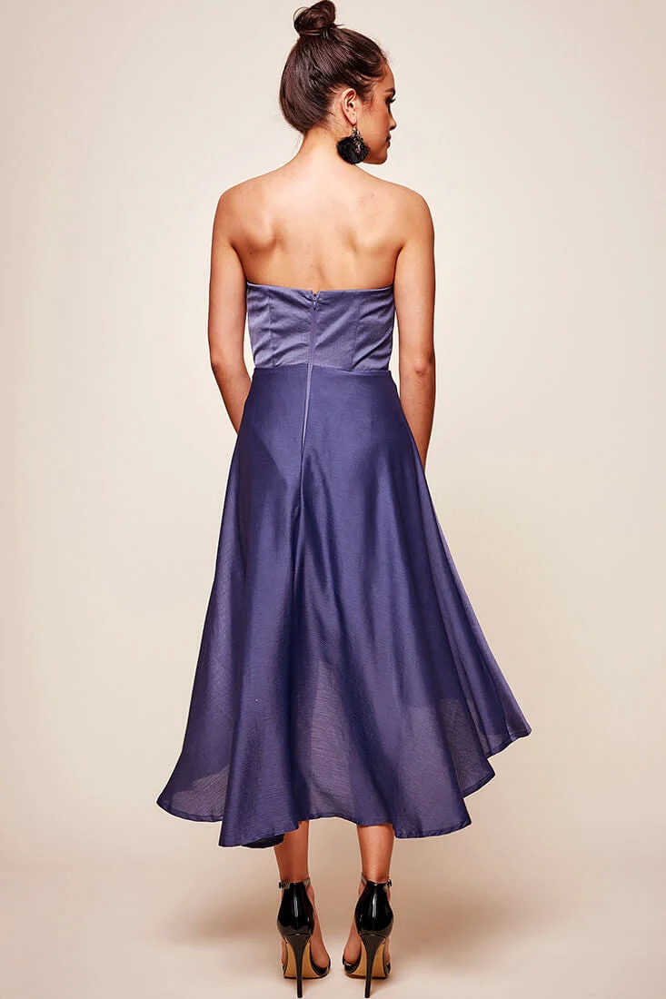 Mia Strapless A-Line Midi Dress Midnight Blue - Image 5