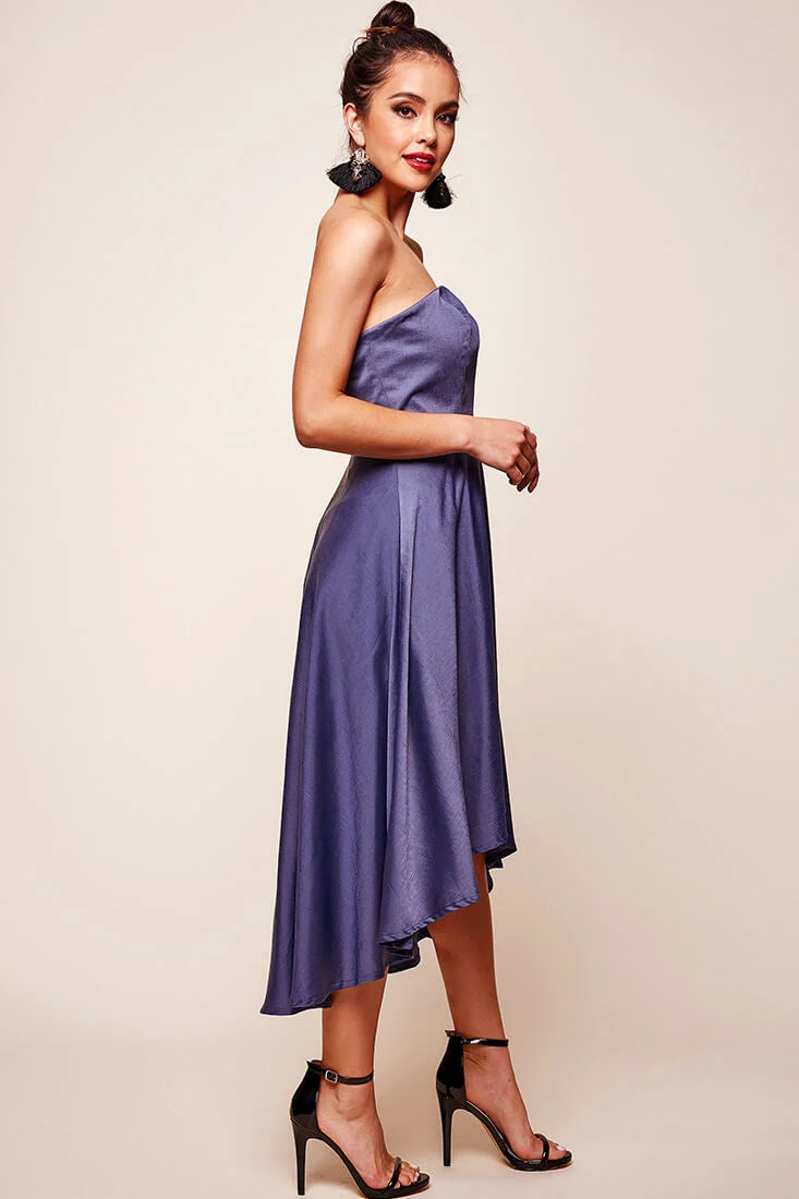 Mia Strapless A-Line Midi Dress Midnight Blue - Image 6