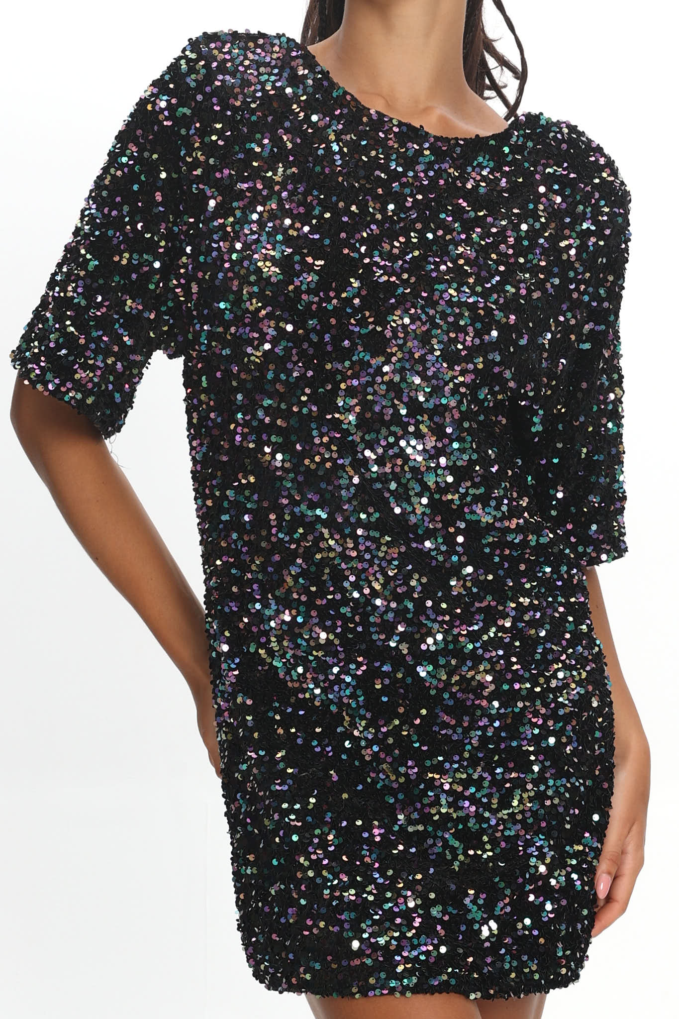 Miramar Backless Sequin Dress Black Multi - Image 4
