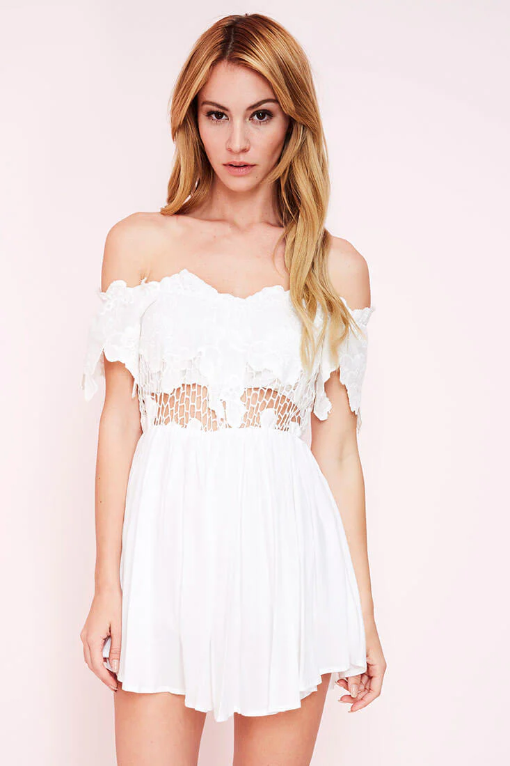 Rheya Sexy Lace Romper White - Image 6