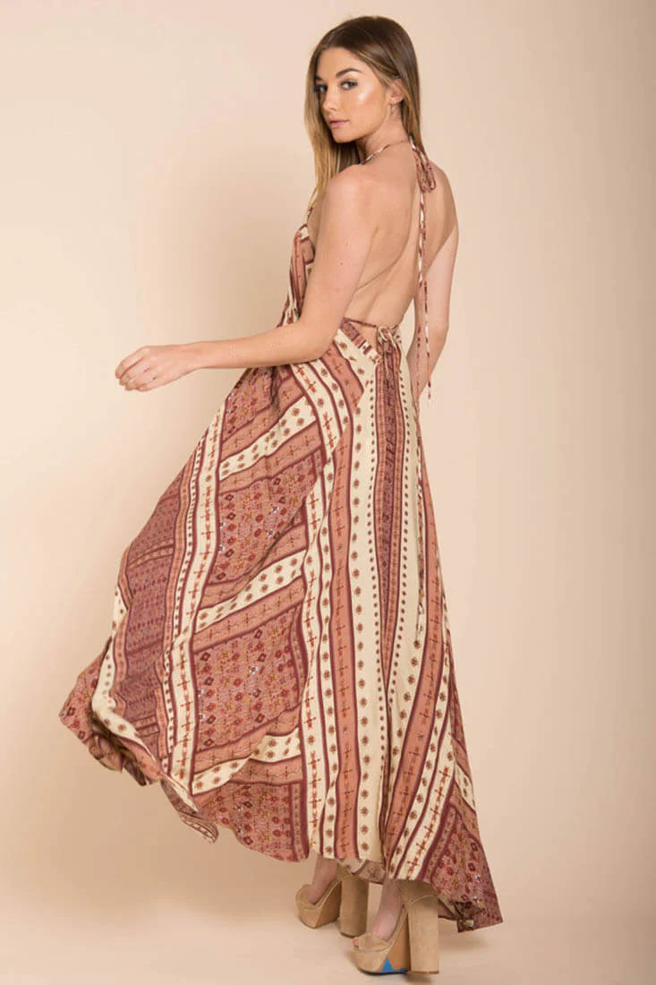 Romani Fall Maxi Dress Rust - Image 3